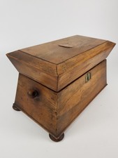 Antique Regency/Georgian Wooden Tea Caddy/Chest with handle key is missing
