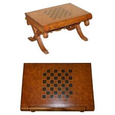 STUNNING HAND DYED BROWN LEATHER SCHOLARS BOOK CHESSBOARD CHESS COFFEE TABLE