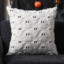 2Pcs Halloween Ghost Cushion Covers Fluffy Throw Pillow Case Modern Home Decor