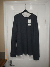 BNWT NEXT MENS BLUE REG FIT JUMPER WITH INNER MOCK T SHIRT/NECK/HEM SZ XL C45/47