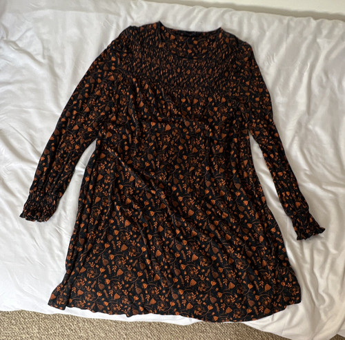 Next black orange floral smock - next,