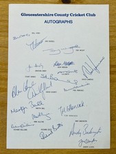 Hand Signed A4 Sheet - Gloucestershire County Cricket Club 1993 - 18 signatures