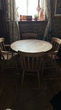 Farmhouse Country Pine Table And 4 Pine Chair