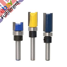 3PCS 1/4" 6.35mm Shank Straight Flush Trim Router Bit Set Wood Template Cutter