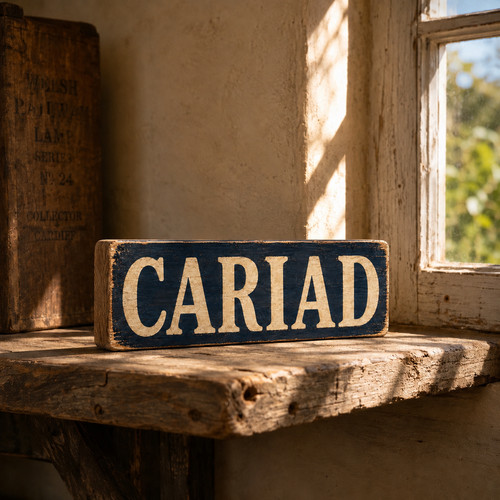 Cariad welsh love wooden sign - cariad,