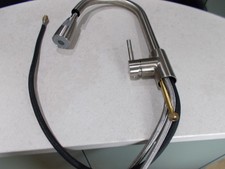 Swan Neck Kitchen Mixer Tap  Pull Out Sprayer with Swivel in Brushed Nickel