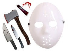 HOCKEY MASK KILLER SET COSTUME SLASHER VILLAIN HORROR FILM HALLOWEEN FANCY DRESS