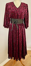Vtg 80s Kanga Collection Dale Tryon Occasion Dress S Black Purple Burnout Devore