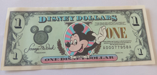 Disney one dollar note - 1, x