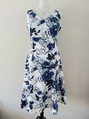 Mia moda white blue floral - white,