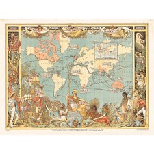 Crane 1886 Pictorial Map British Empire World Large Canvas Art Print