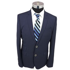 Zara Man Black Tag Blazer Mens 40R Blue Sports Coat Jacket 2 Buttons Wool Mohair