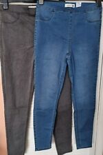 Marks and Spencer Blue or Grey Denim Pull on Jeggings With Stretch