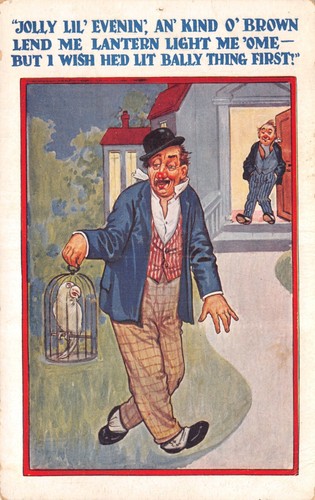 Old comic postcard bird - in, a