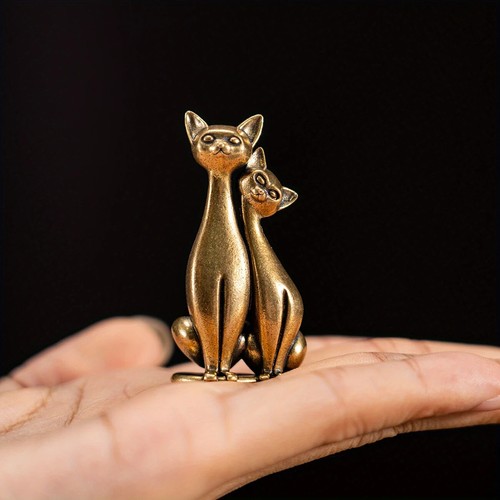 Small brass cats cat - cats, animal