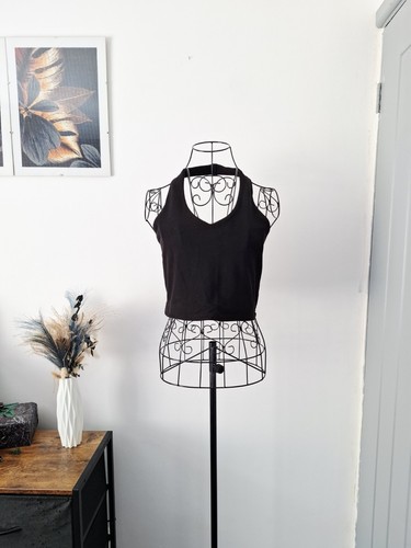 Black plain halterneck cropped - halterneck,