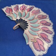 Vellum Pierced Folding Hand Fan Asian Indonesian or Thailand Vintage