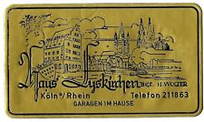Vintage Baggage Luggage Label Hotel Lyskirchen Koln Cologne Germany 