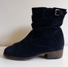 NEXT Navy Blue Suede Leather Slouch Biker Ankle Boots UK 4