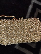 Luxury Gold Crystal Clutch Bag – Bridal Wedding Evening Party Purse Handbag