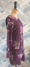 Joules Plum Burgundy Multi Floral Jersey Quinn Dress Tunic Cotton Size UK 10 