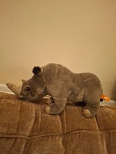Wild Republic Rhino Plush 14" Realistic Stuffed Animal Rhinoceros Soft Toy . VGC