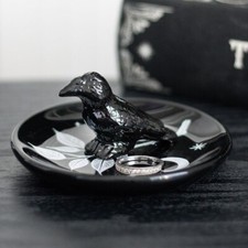 Gothic Mystic Raven Crow 3D Design Black Ceramic 10 cm Trinket Jewellery Dish