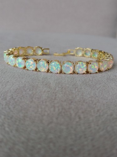 Gold white opal tennis - white,