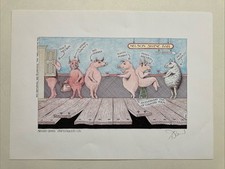 Vintage Simon Drew Print Hand Signed “Nelson Swine Bar” Archers BBC Radio Show