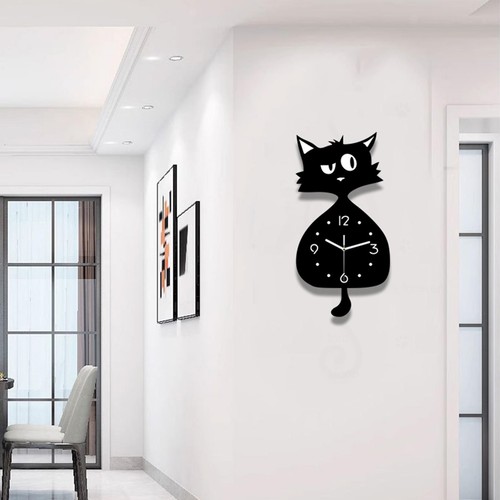 Cat wall clock silent - wall, stylish