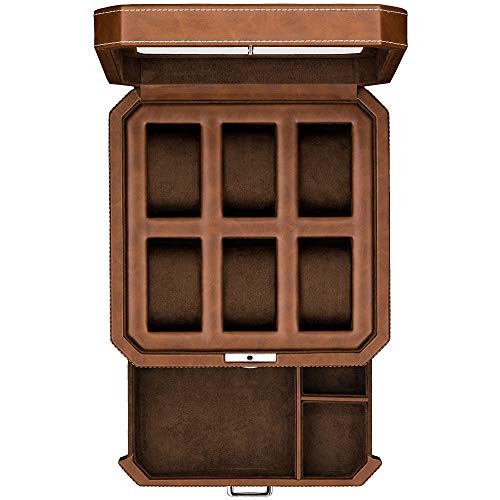Slot leather watch box - leather,