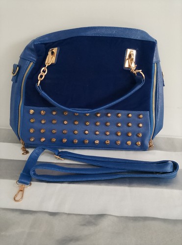 New medium blue faux leather - blue,
