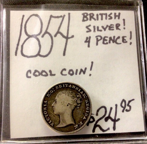1854 british silver pence - british, 4