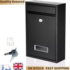 Steel Lockable Post Box Outdoor Wall Mounted with 2 Keys Large UK
