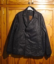 Men’s Schott NYC Peacoat black waxed cotton jacket size 3XL Good Condition