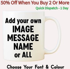 Personalised Mug Custom Cup Photo Logo Name Text Leavers Christmas Birthday Eid