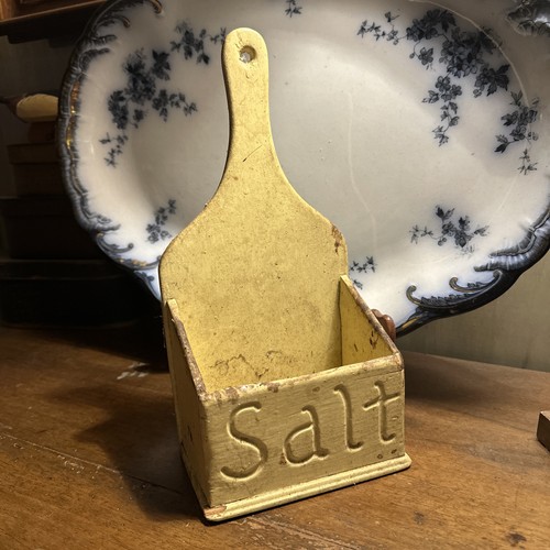 Antique primitive wooden salt - antique,