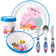 Peppa Pig Kids 6 Piece Dinnerware Cutlery Set - Plate/Bowl/Cup/Knife/Fork/Spoon