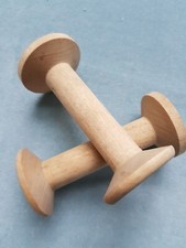 Two Large French Vintage Wooden Textile Mill Bobbins Spools 11 cms tall / 4+inch