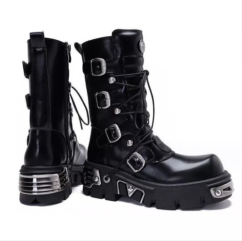 Rock leather boots men punk - rock,