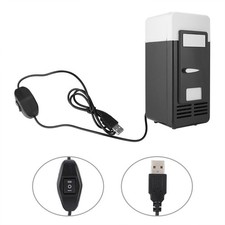 PC USB Mini Refrigerator Fridge Beverage Drink Can Cooler Warmer Black