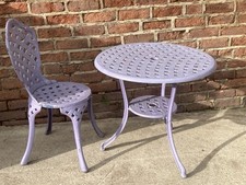 Vintage Garden /Patio/Terrace Table And Chair Cast Aluminium Lilac