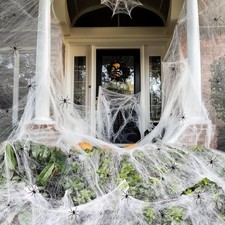 200 Sqft Spider Webs with Fake Spiders Halloween Decorations for Indoor Outdoor