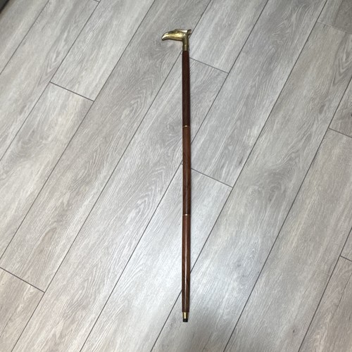 Wood walking cane brown gold - cane, brown/gold