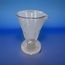 Vintage Etched Glass Apothecary Beaker Small Measure for Chemistry 9cm Tall.