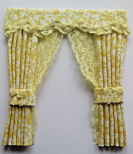 Dolls house curtains. Yellow &