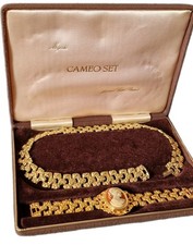 Majestic CAMEO SET 22 ct Gold Plated Necklace & Bracelet Vintage Fine  Jewellery