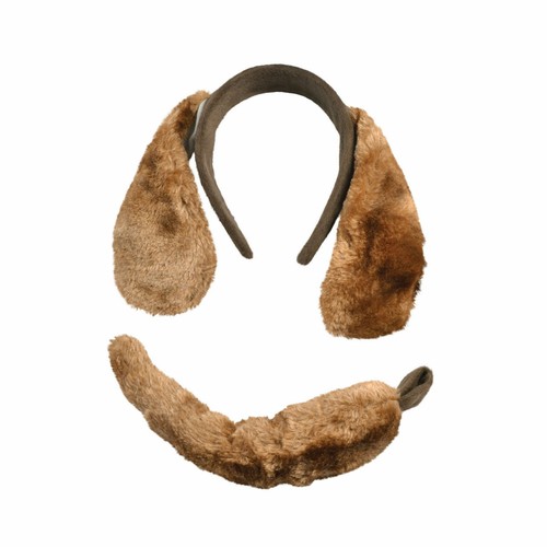 Brown plush dog ears - dog, tail