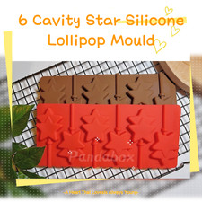 6 x Silicone Twin Star Lollipop Chocolate Mould Ice Cube Jelly Lolly Kids Fun UK