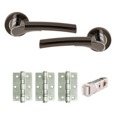 Dale ULTIMO Door Handle Pack round Rose - 3x Hinges 1x Latch Black Nickel Chrome